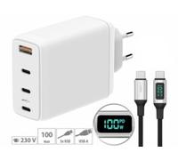 Chargeur secteur GaN 4 ports USB-A / USB-C 120 W avec câble USB-C - blanc Revolt