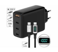 Chargeur secteur GaN 4 ports USB-A / USB-C 120 W avec câble USB-C - noir Revolt