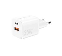 Chargeur Secteur GaN III 25W avec Ports USB-C + USB Format Mini Forcell Blanc