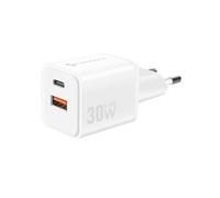 Chargeur Secteur GaN III 30W avec Ports USB-C + USB Format Mini Forcell Blanc