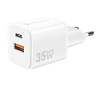Chargeur Secteur GaN III 35W avec Ports USB-C + USB Format Mini Forcell Blanc
