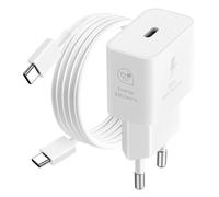 Chargeur secteur GaN USB-C 25W + Câble USB-C blanc, Produit officiel Samsung