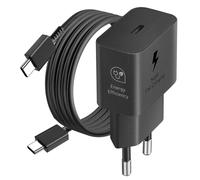 Chargeur secteur GaN USB-C 25W + Câble USB-C noir, Produit officiel Samsung