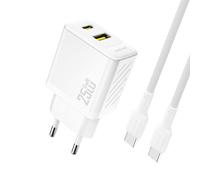 Chargeur Secteur GaN USB-C USB-A PD QC 25W Dudao A26TC + Câble USB-C - Blanc