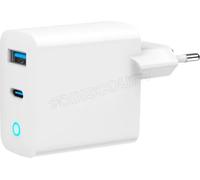 Chargeur secteur Gembird - 1x USB-C + 1x USB-A 65W (Blanc)