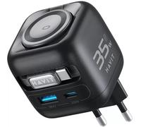 Chargeur secteur Havit t UC250-A - 1x USB-C + 1x USB-A + cable USB-C intégré 35W (Noir)