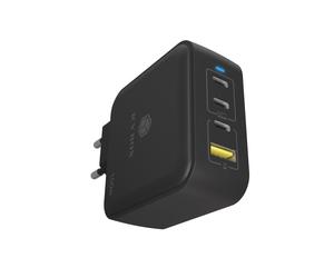 Chargeur Secteur ICY BOX IB-PS1040-PD, 100W, GaN, 1x USB 3.2 Gen 1 Type-A, 3x USB Type-C, USB Power Delivery 3.0, 100-240V, Noir