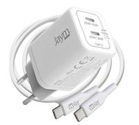 Chargeur Secteur - JAYM - Jaym - 2 Ports USB-C - 65W GaN - Câble 100W 2m