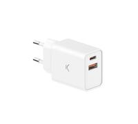 Chargeur secteur Ksix, 30 W, charge ultra rapide, Power Delivery, Multiport USB-C et USB-A, Noir