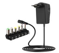 Chargeur Secteur Multi Appareils 30W Réglable 3-12V avec 6 Embouts Inclus Max Noir