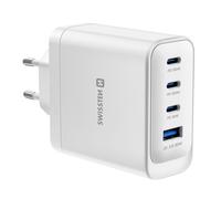 Chargeur Secteur Multiport 4-en-1 USB-A / 3 USB-C PD 100W GaN Modèle Core Swissten Blanc
