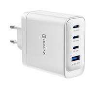 Chargeur Secteur Multiport 4-en-1 USB-A / 3 USB-C PD 100W GaN Modèle Core Swissten Blanc