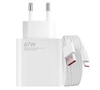 Chargeur secteur Original Xiaomi USB 67W avec Câble USB vers USB-C inclus Blanc