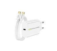 Chargeur Secteur pour iPhone 15 20W + Câble USB-C 1m Mayaxess Blanc