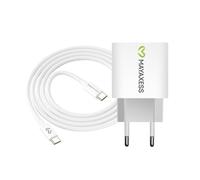 Chargeur Secteur pour iPhone 15 Plus 20W + Câble USB-C 1m Mayaxess Blanc