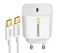 Chargeur Secteur pour iPhone 17 Pro Max 20W + Câble USB-C 1m Mayaxess Blanc