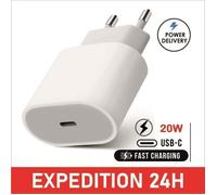 Chargeur Secteur Rapide 20W - ZISONIX® - iPhone 15 / iPhone 16 / iPhone 17 - USB-C - Compact - Résistant à la chaleur