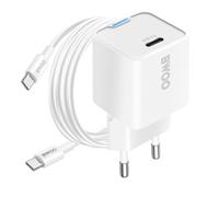 Chargeur Secteur Rapide 30W GaN USB-C Câble 60W 1m Blanc