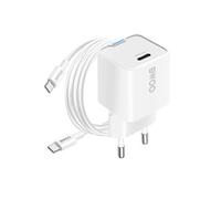 Chargeur Secteur Rapide 30W GaN USB-C Câble 60W 1m Blanc