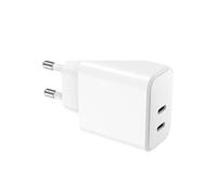 Chargeur Secteur Rapide Double Port USB-C 40W 20Wplus20W Power Delivery WOW Blanc