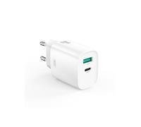 Chargeur Secteur Rapide Double USB 30w Max : USB-A 18w Qc + USB-C 30w Pd - Blanc - Xo