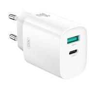 Chargeur Secteur Rapide Double USB 30w Max : USB-A 18w Qc + USB-C 30w Pd - Blanc - Xo