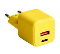 Chargeur Secteur Rapide USB-A 18W QC / USB-C 30W PD Compact GaN Jaune