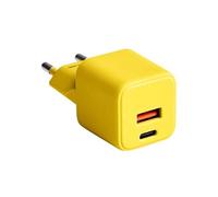 Chargeur Secteur Rapide USB-A 18W QC / USB-C 30W PD Compact GaN Jaune