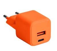 CHARGEUR SECTEUR COMPACT ET RAPIDE *GAN* DOUBLE : USB-A 18W QC + USB-C 30W PD - COLORUM ORANGE
