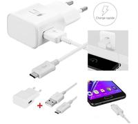Chargeur Secteur - Samsung - Galaxy J4 Plus/J4/J6/J6 PLUS - Charge Rapide - Câble Micro-USB - Blanc