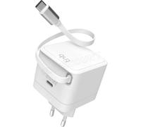 Chargeur secteur T'nB Tug'n Block 2x USB-C avec câble rétractable 35W (Blanc)