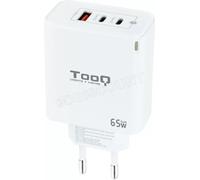 Chargeur secteur TooQ 1x port USB-A + 2x ports USB-C 65W (Blanc)