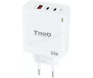Chargeur secteur TooQ 1x port USB-A + 2x ports USB-C 65W (Blanc)
