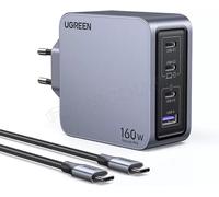 Ugreen Nexode Pro 160W GaN Charger with USB-C Cable Universel Noir, Gris Secteur Charge Rapide Intérieure