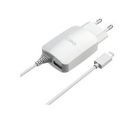 Chargeur Secteur Universel 2GO 797166 Blanc - 1 Port USB 2.0, 5V/2.1A, Câble 1.4m, Tension d'Entrée 100-240V, Connecteur Lightning