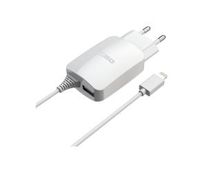 Chargeur Secteur Universel 2GO 797166 Blanc - 1 Port USB 2.0, 5V/2.1A, Câble 1.4m, Tension d'Entrée 100-240V, Connecteur Lightning