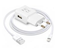 Chargeur Secteur USB 1.5A et Câble Lightning pour iPhone / iPad Charge rapide Blanc