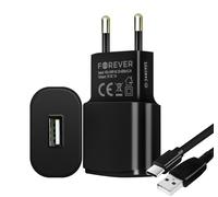 Chargeur Secteur USB 1A Charge sécurisée Câble USB Type C 1.2m Forever Noir
