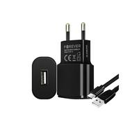 Chargeur Secteur USB 1A Charge sécurisée Câble USB Type C 1.2m Noir