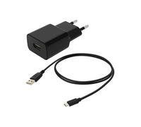 Chargeur Secteur USB 1A Smartphone Téléphone + Câble micro-USB Noir