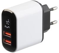 Chargeur secteur USB 2 ports 18 W avec écran - coloris blanc [revolt]