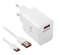 Chargeur secteur USB 3A Qualcomm Quick Charge 3.0 Câble USB Type C 1m Blanc