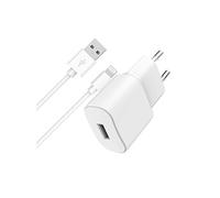 Chargeur Secteur USB A 2.4A FastCharge + Câble USB A/Lightning WOW Blanc