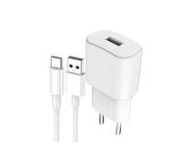 Chargeur Secteur USB A 2.4A FastCharge + Câble USB A/USB C WOW Blanc