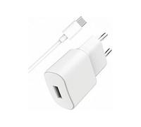Chargeur Secteur USB A 2.4A FastCharge plus Câble USB A/USB C WOW Blanc