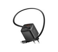 Chargeur Secteur USB-A 45W avec Câble Rétractable USB-C 0.75m Intégré Noir