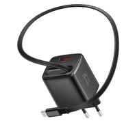 Chargeur Secteur USB-A 45W avec Câble Rétractable USB-C 0.75m Intégré Swissten Noir