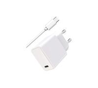 Chargeur Secteur USB-C 20W avec Câble USB-C vers USB-C 1m WOW Blanc