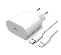 Chargeur Secteur USB-C 20W + Câble Lightning Power Delivery Original Apple Blanc