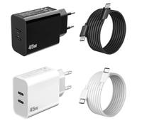 Chargeur Secteur USB C 45W et Cable pour Samsung Galaxy S25 Ultra/S24 Plus/S23 FE/S25 Edge/S26 A56 5G/A17 A26 A36 A16 A55 A35 A25 A15/A54 Z Fold 5 6 7 Note 20 USB C Secteur Prise Charge Rapide,2Pack